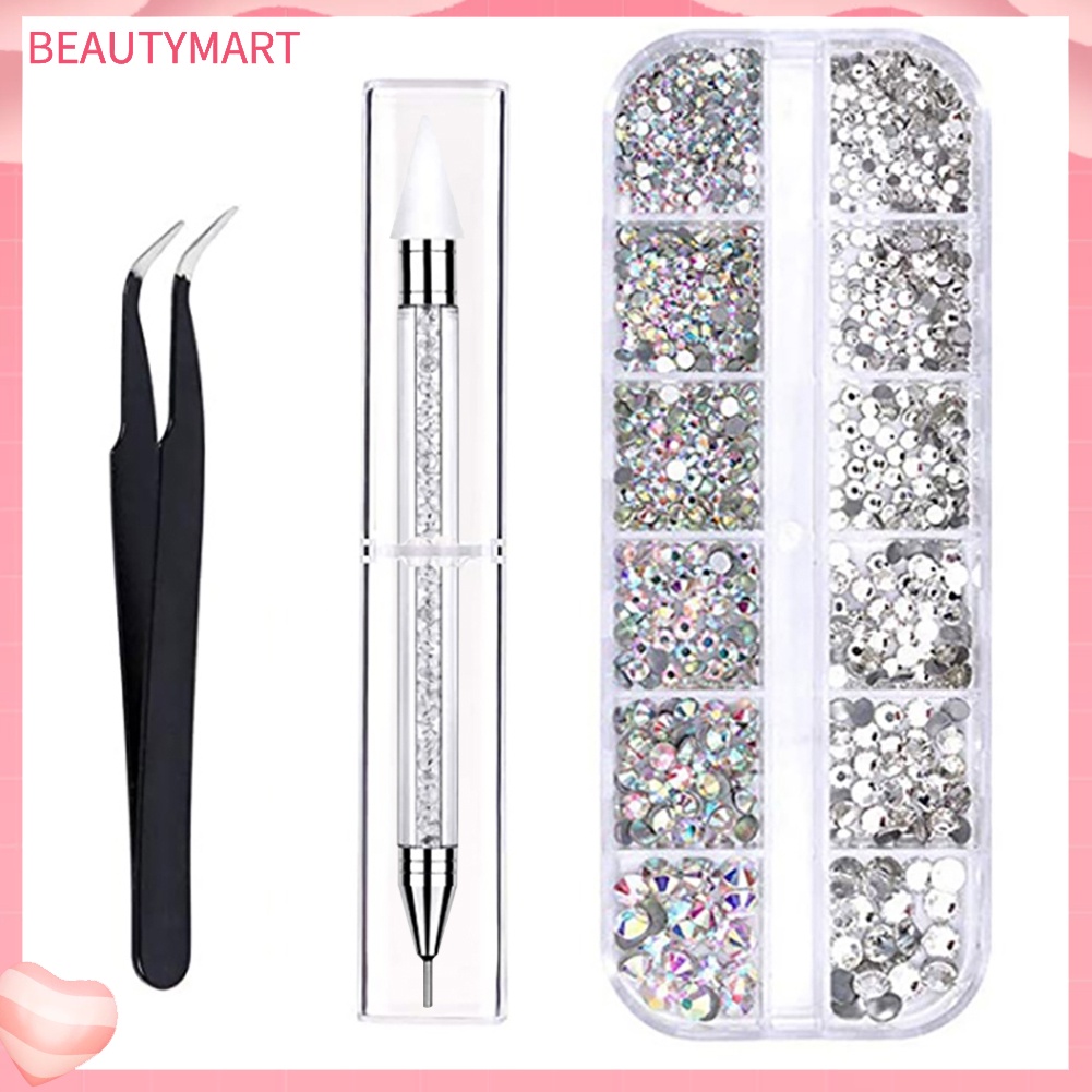 Bộ 3 Cây Bút Hai Đầu Đính Đá Trang Trí Móng Tay Nghệ Thuật