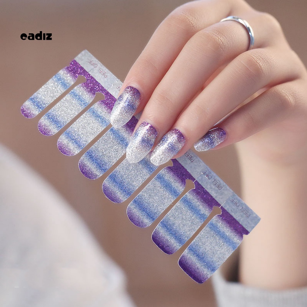 Miếng Dán Trang Trí Móng Tay Toàn Diện Màu Gradient Lấp Lánh