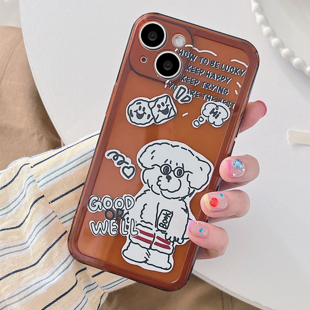 Ốp Điện Thoại TPU Mềm Chống Sốc Chống Bụi Bẩn In Hình Cún Đeo Kính Cho IPhone 11 14 13 12 Pro Max XS XR 7 8 Plus