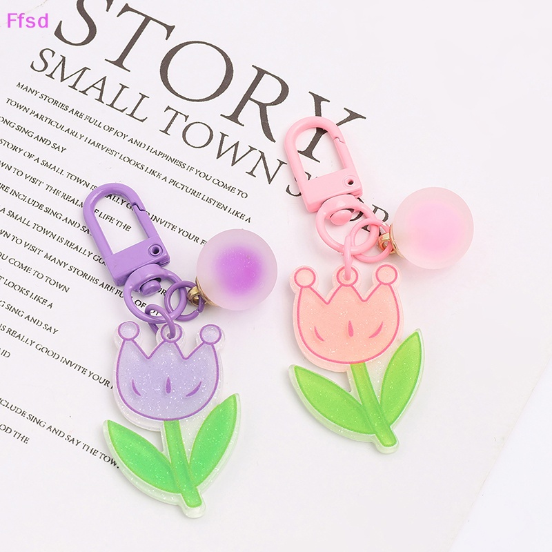 {Ffsd} Móc Khóa Hình Hoa Tulip Màu Kẹo Ngọt Ngào Phụ Kiện Túi Xách Nữ * Bán Chạy