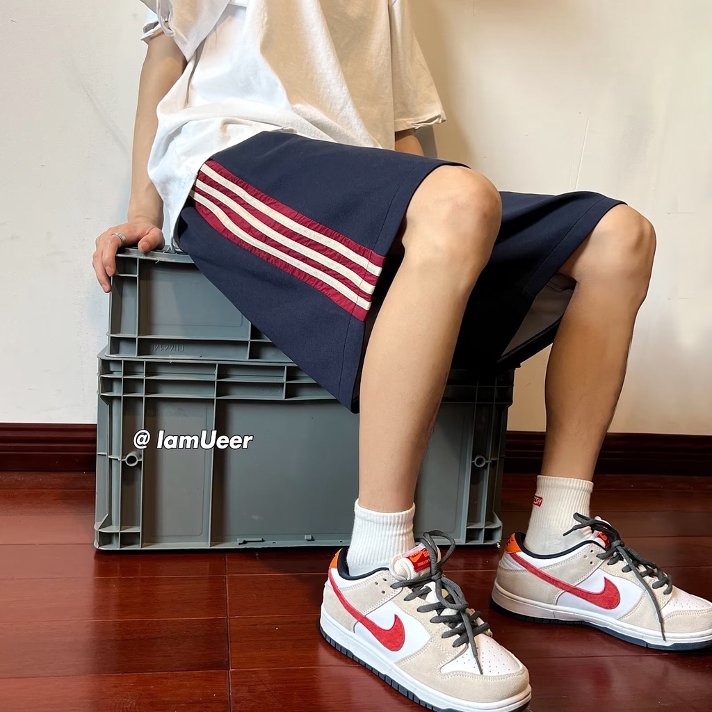 Quần Short Thể Thao Ống Rộng Họa Tiết Kẻ Sọc Thời Trang Đường Phố Mỹ Hàng Mới 2023 Dành Cho Bạn Nữ