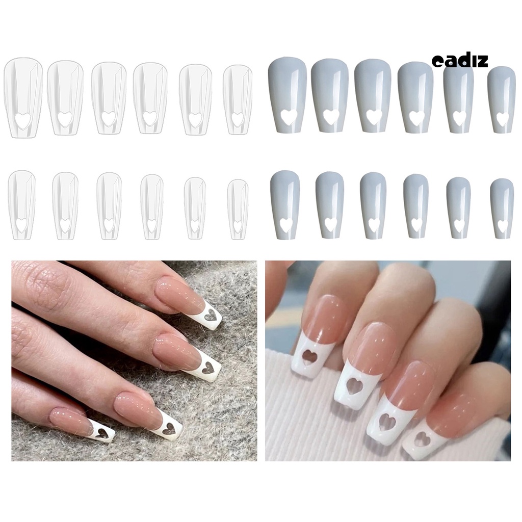 Túi 504 Móng Tay Giả Độ Bóng Cao Họa Tiết Trái Tim Rỗng Có Thể Tháo Rời DIY