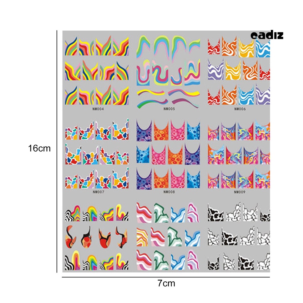 Bộ 12 Miếng Dán Trang Trí Móng Tay Nghệ Thuật Tự Dính Không Phai Màu