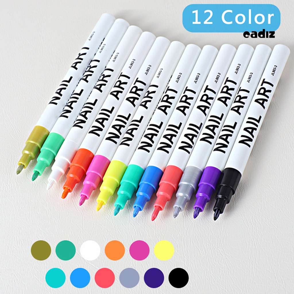Set 12 Bút Vẽ Móng Tay Nghệ Thuật Bằng Nhựa PP Thân Thiện Với Môi Trường Nhanh Khô Dễ Sử Dụng