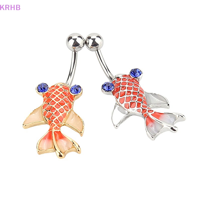 Khuyên Rốn Hình Cá Vàng Bằng Thép Không Gỉ Đính Đá Thời Trang Cho Nữ Mới