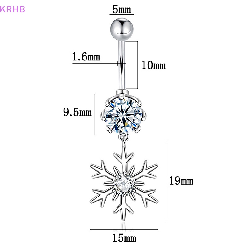 Khuyên Rốn Bằng Thép Không Gỉ Trang Trí Bông Tuyết Đính Đá Xinh Xắn Cho Nữ Mới