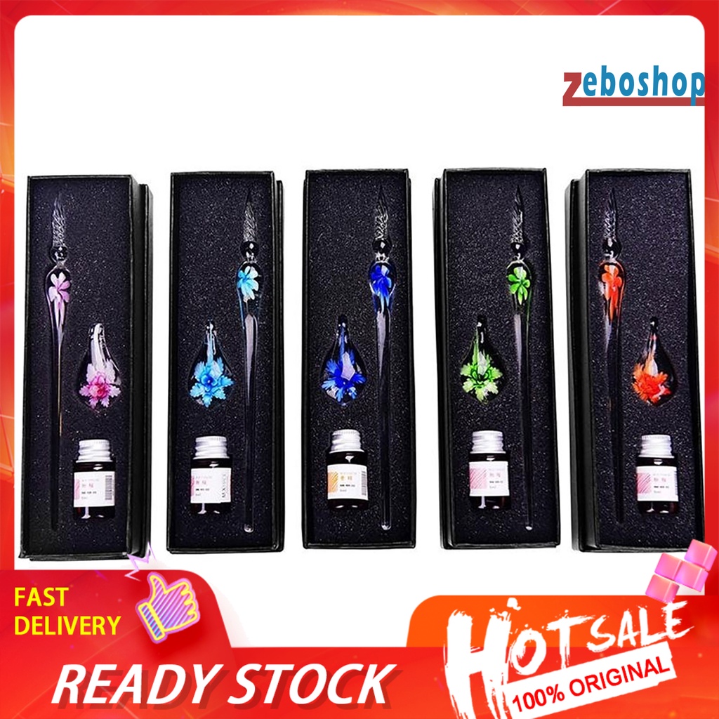 1 Bộ Bút Viết Trong Suốt Họa Tiết Hoa Xinh Xắn