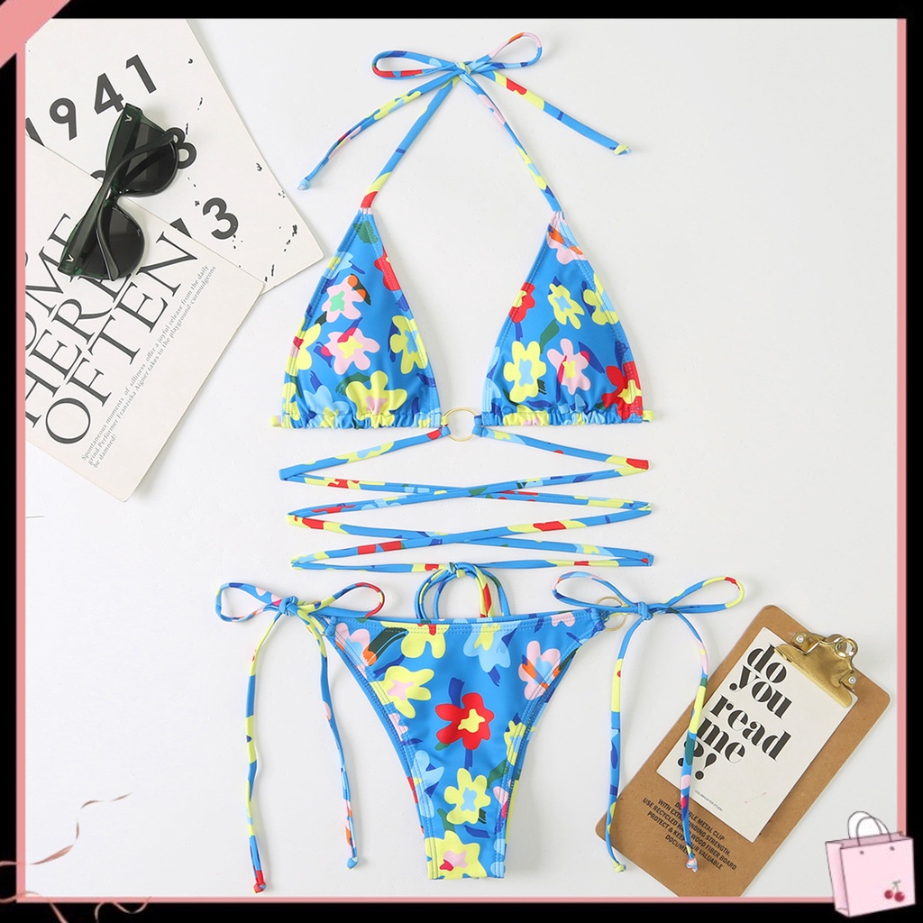 Bộ Đồ Bơi Bikini Lưng Cao In Hoa Có Đệm Nâng Ngực Thời Trang Mùa Hè