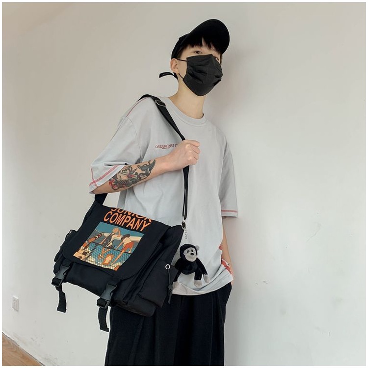 El Accent Túi Đeo Chéo Một Bên Vai Harajuku Nhật Bản Giản Dị Đa Ứng Dụng Cho Nam Sinh