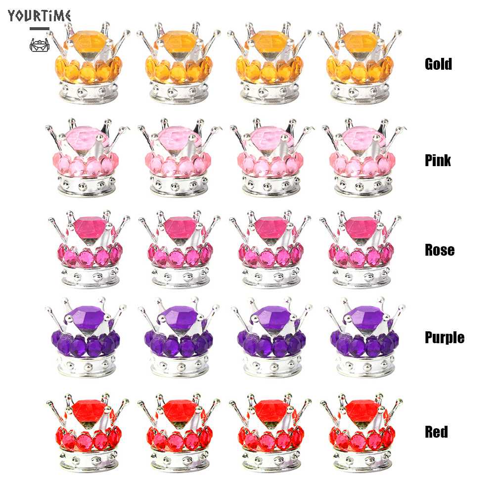 Bộ 4 Nắp Van Bánh Xe Ô Tô Hình Vương Miện Đính Đá Sang Trọng Ốp