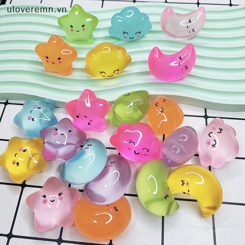 Mô Hình Đồ Chơi Ngôi Sao Đám Mây Mặt Trăng Ba Chiều Bằng Nhựa Resin Mini Phát Sáng Trang Trí Tiểu Cảnh DIY