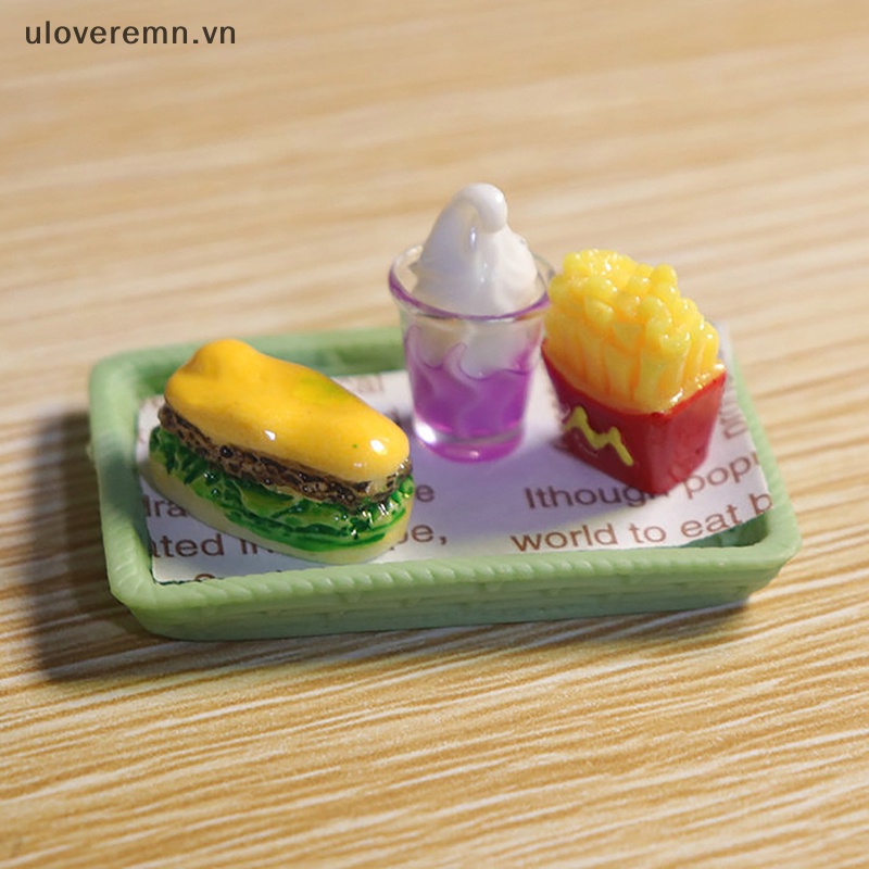 Mô Hình Đồ Chơi Hình Bánh Burger Và Khoai Tây Chiên Mini Cho Nhà Búp Bê