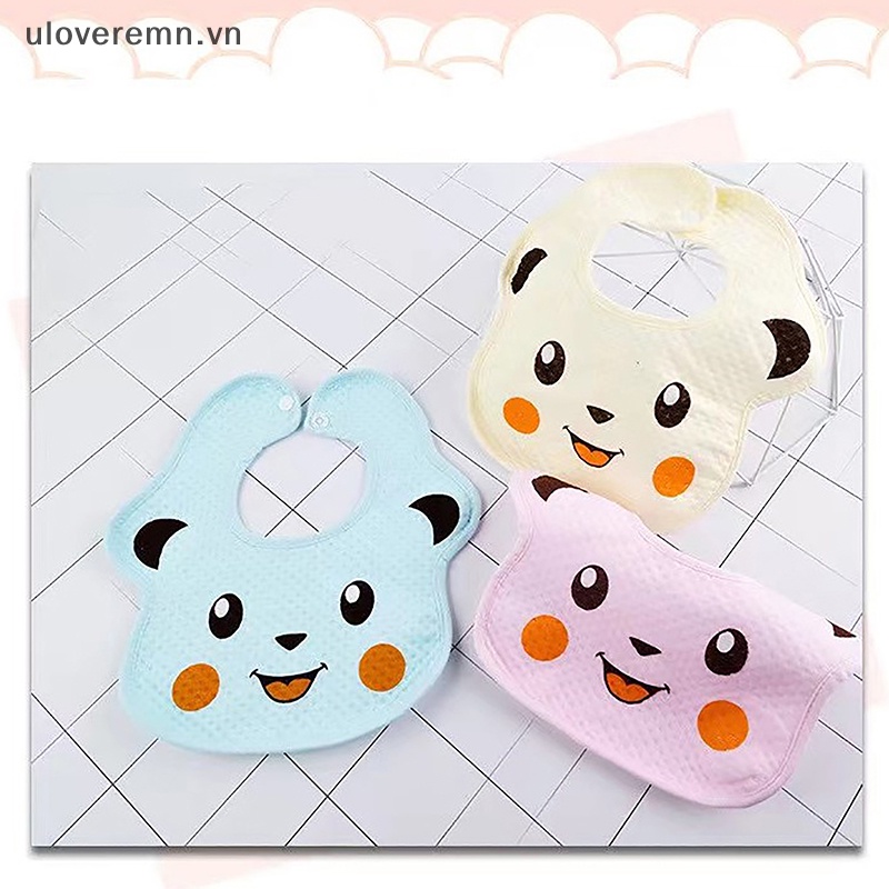 Yếm Ăn Cotton Họa Tiết Hoạt Hình Xinh Xắn Dành Cho Các Bé