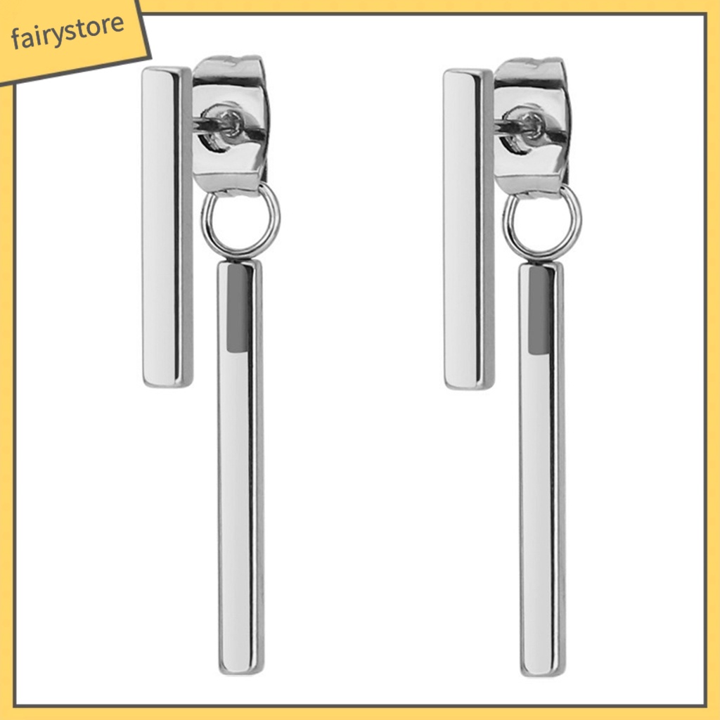 1 Đôi Bông Tai Hình Chữ T Chống Phai Màu Thiết Kế Đơn Giản