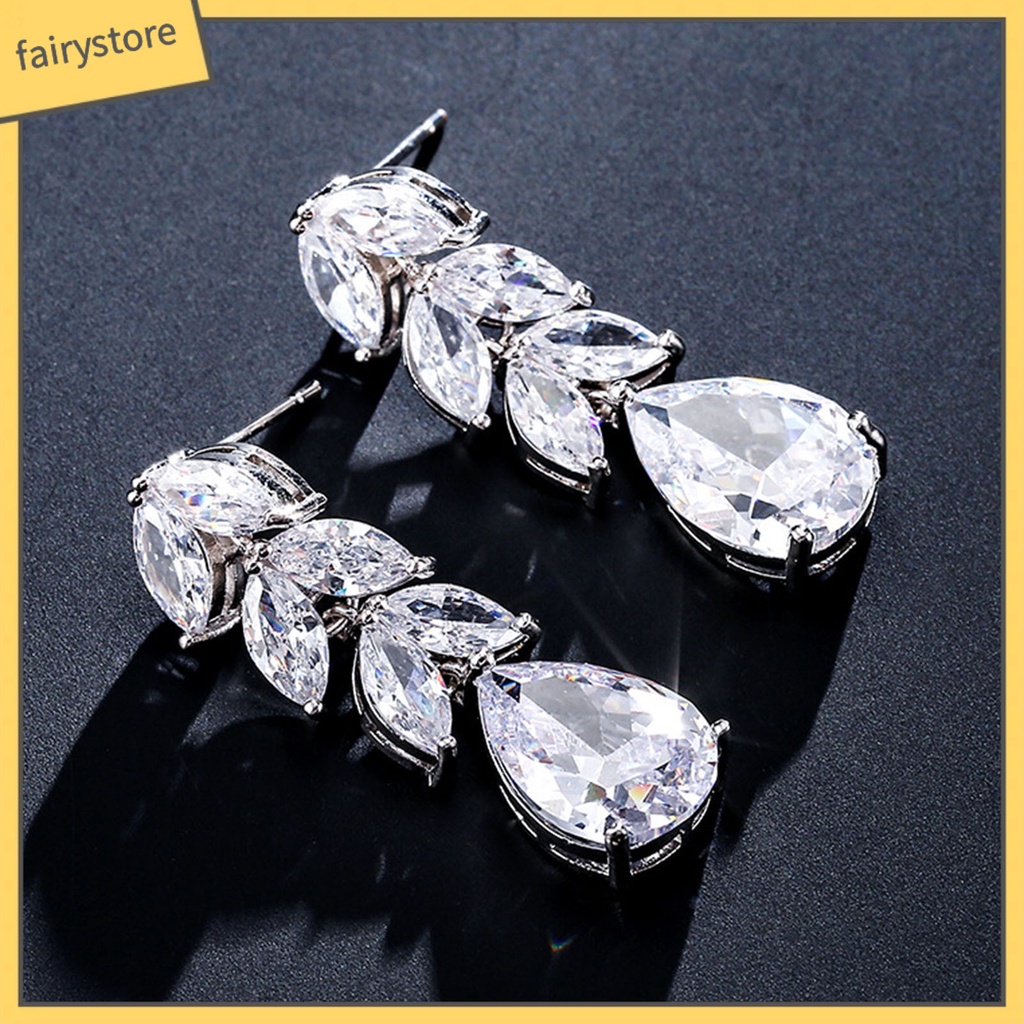1 Đôi Bông Tai Hình Giọt Nước Đính Đá Lấp Lánh Dành Cho Nữ