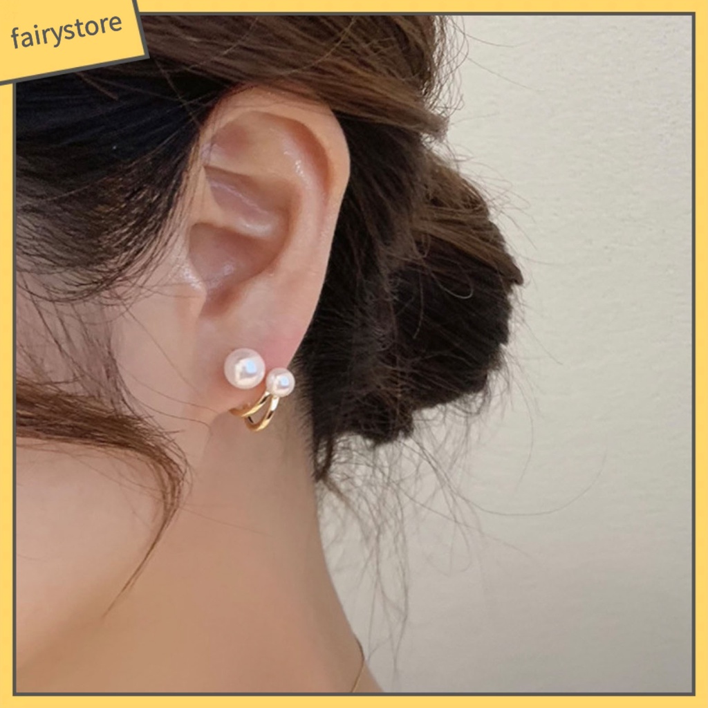 1 Đôi Bông Tai Đính Ngọc Trai Giả Cao Cấp Phong Cách Hoàng Gia Dành Cho Nữ