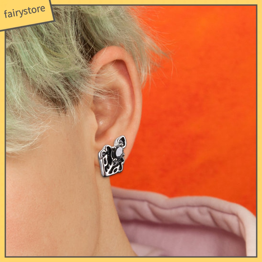 1 Bông Tai Thép Titan Đính Kim Cương Giả Lấp Lánh Phong Cách Hip Hop Cho Nam