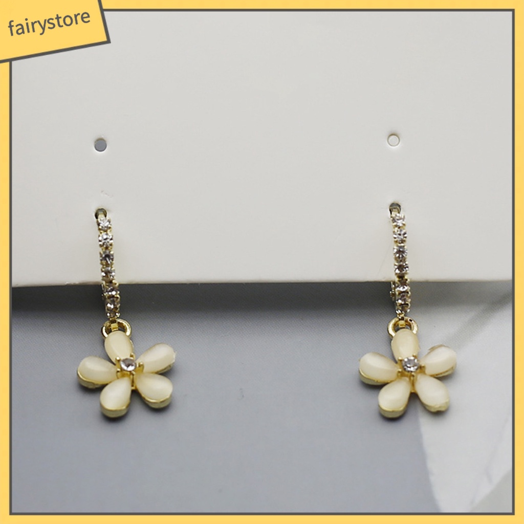 1 Đôi Bông Tai Hình Hoa Đính Đá Opal Nhân Tạo Phong Cách Hàn Quốc Dành Cho Nữ