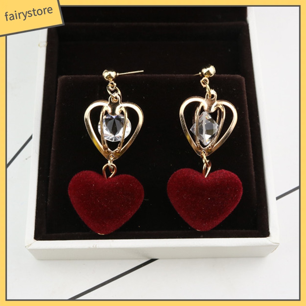 Bông Tai Hình Trái Tim / Vương Miện Đính Đá Lấp Lánh Thời Trang Cho Nữ