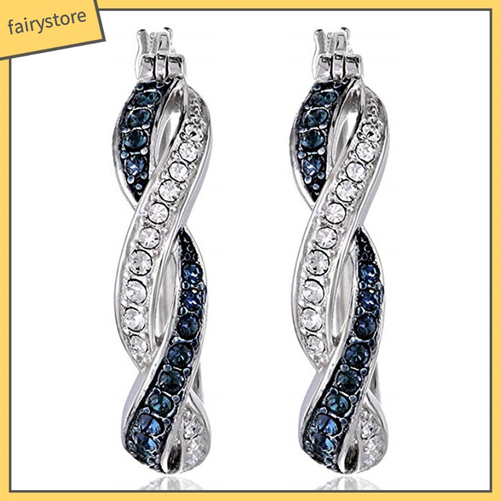 Khuyên Tai Tròn Hai Tông Màu Bằng Hợp Kim Đính Đá Thời Trang Dành Cho Nữ