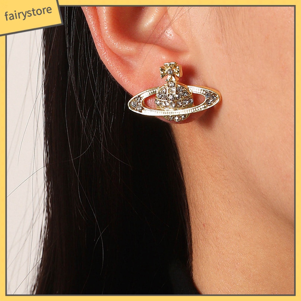 1 Đôi Bông Tai Hình Hành Tinh Đính Đá Lấp Lánh Phong Cách Hàn Quốc