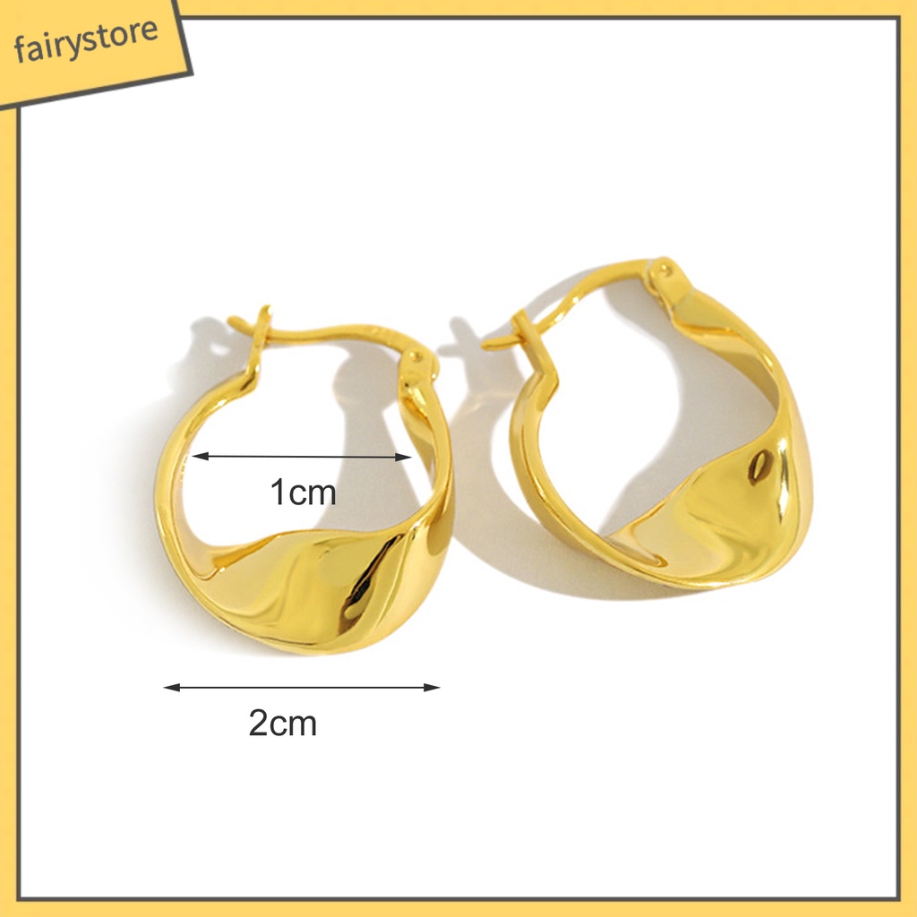 1 Đôi Bông Tai Hình Học Xoắn Ốc Bằng Đồng Lấp Lánh Chống Mài Mòn