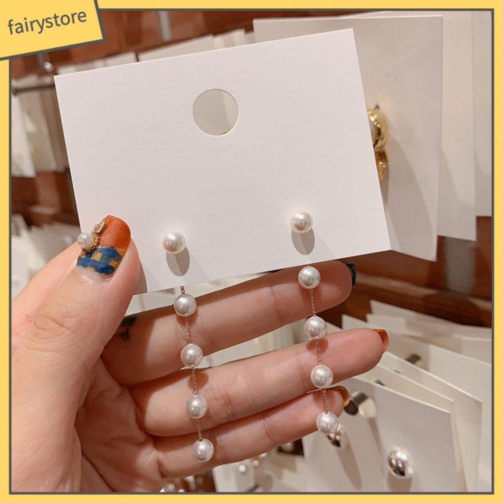 Khuyên Tai Tua Rua Đính Ngọc Trai Nhân Tạo Phong Cách Hàn Quốc