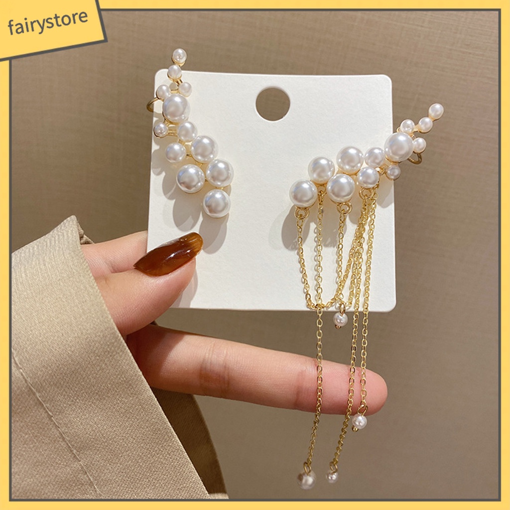 1 Đôi Bông Tai Dáng Dài Đính Ngọc Trai Nhân Tạo Thời Trang