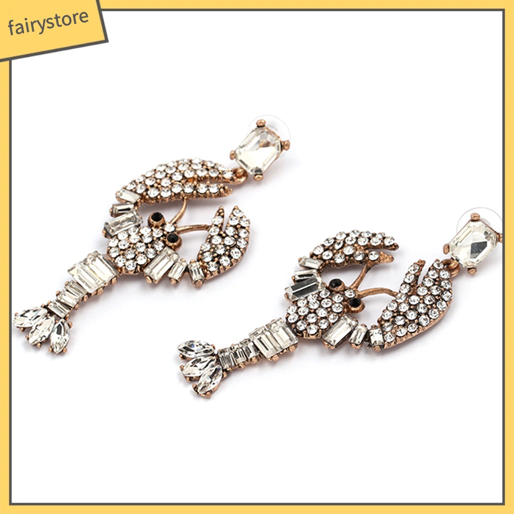 [FRO] Bông Tai Hình Tôm Hùm Đính Đá Sáng Tạo Cho Nữ