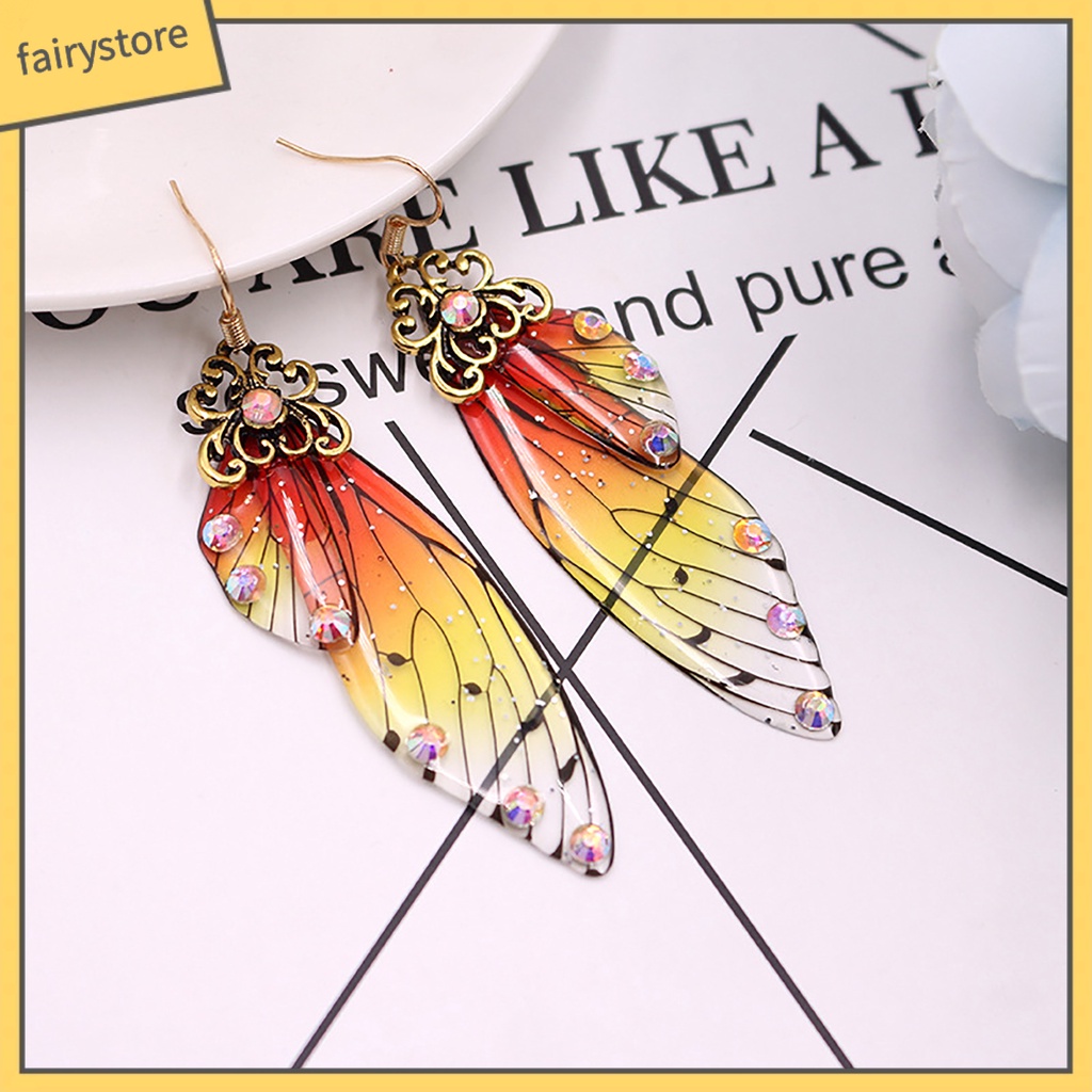 Bông Tai Hình Cánh Bướm Đính Đá Nhiều Màu Sắc Dành Cho Nữ