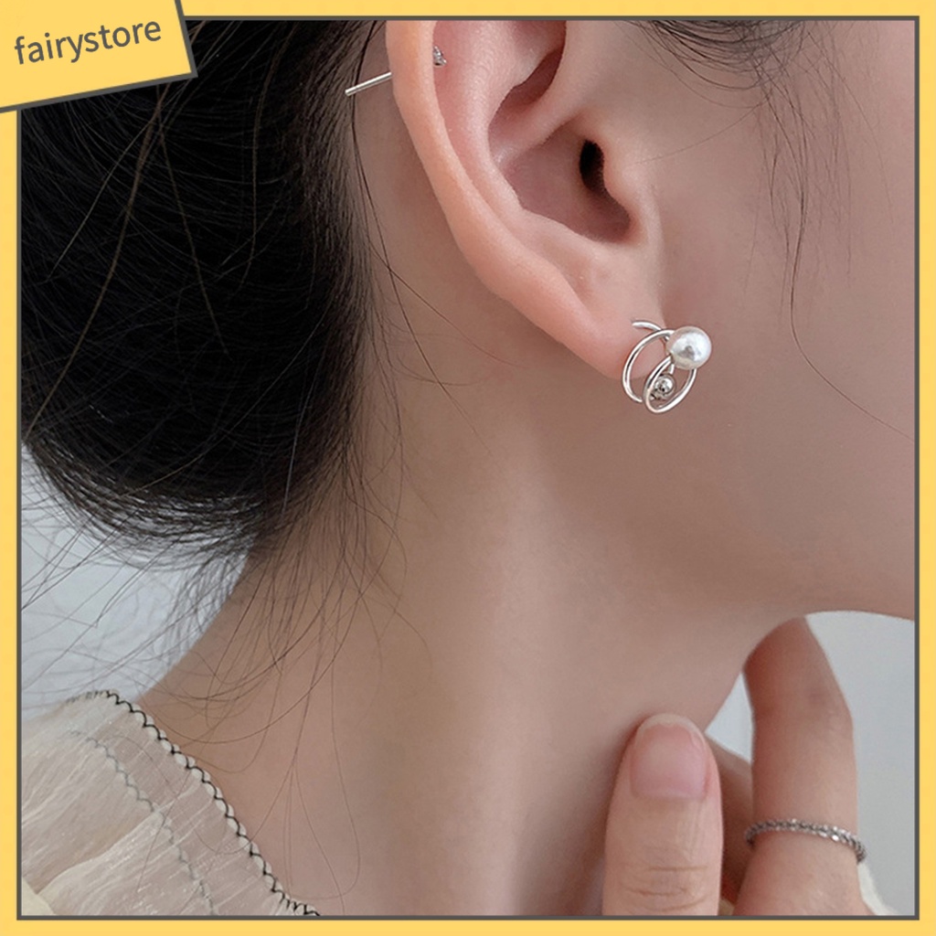 1 Đôi Bông Tai Đính Ngọc Trai Nhân Tạo Phong Cách Hàn Quốc Thanh Lịch Dành Cho Nữ