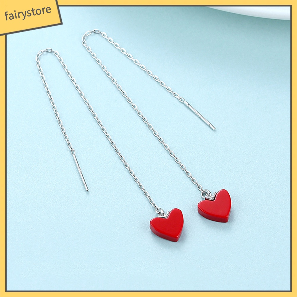 Bông Tai Dài Hình Trái Tim Thời Trang Dành Cho Nữ