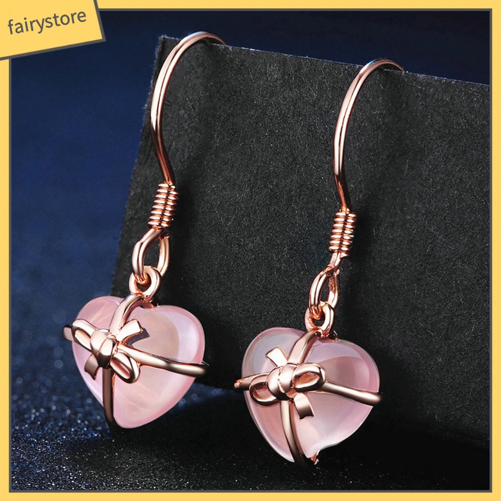 Đôi Bông Tai Hình Nơ / Trái Tim Đính Đá Thời Trang Cho Nữ