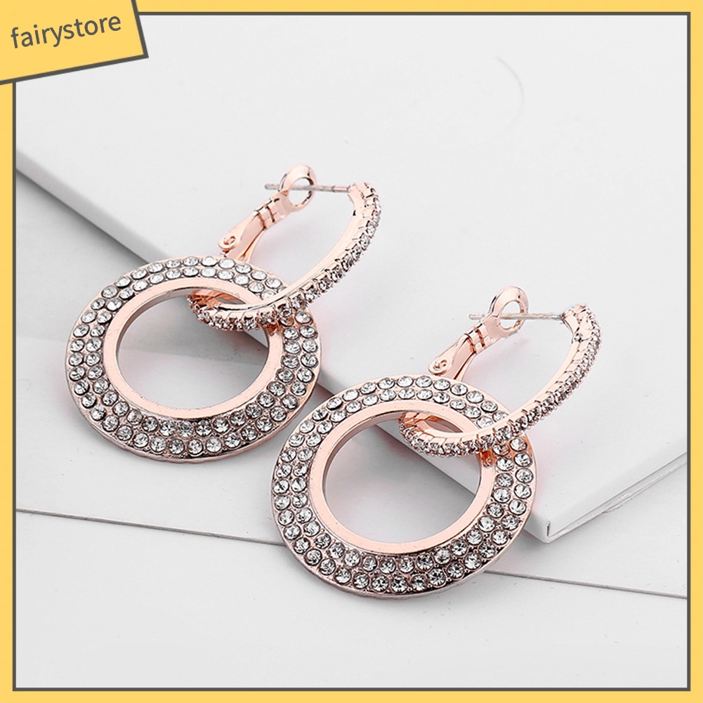 Đôi Bông Tai Khoen Tròn Đính Đá Thời Trang Cho Nữ