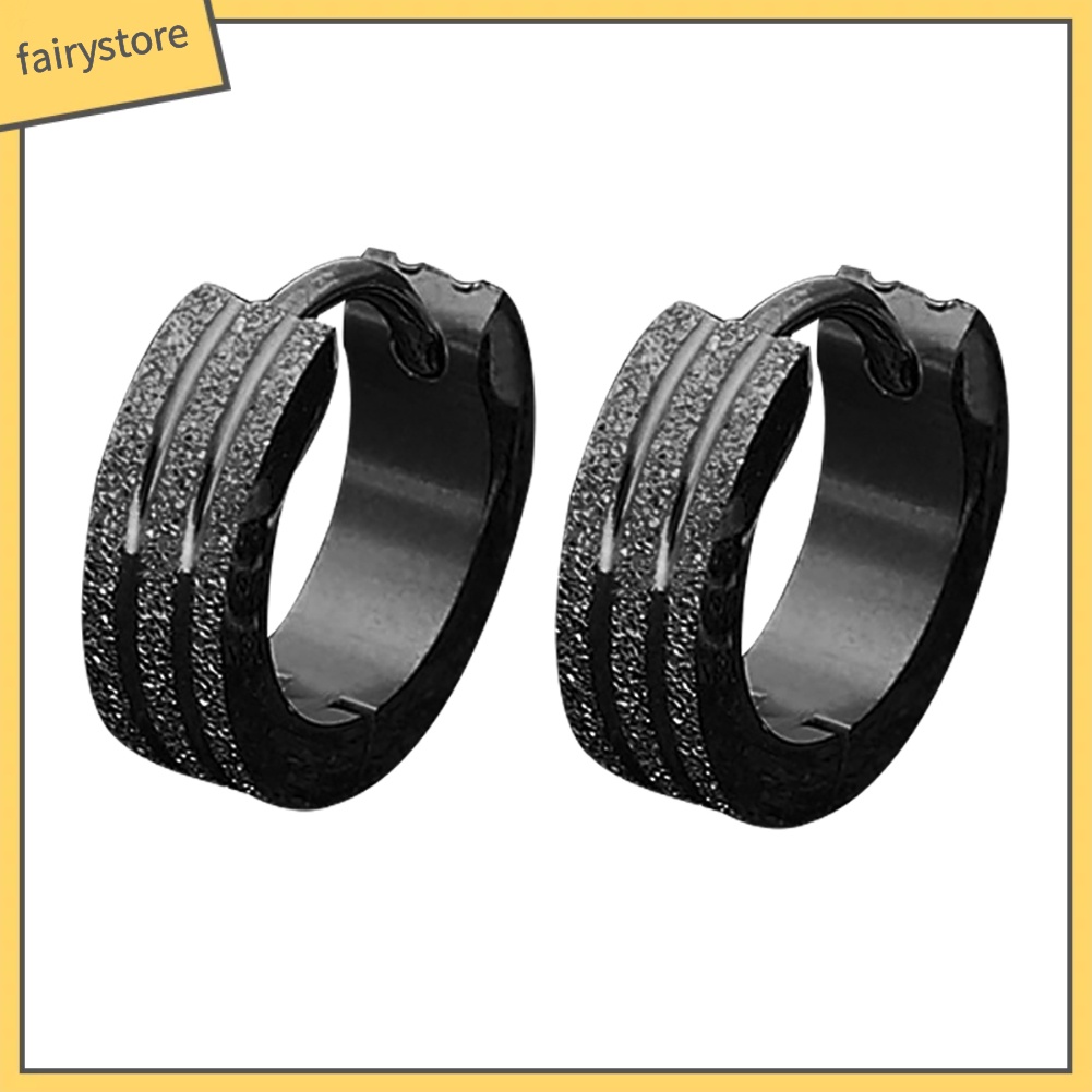 Khuyên Tai Tròn Phẳng Bằng Thép Không Gỉ Thời Trang Unisex