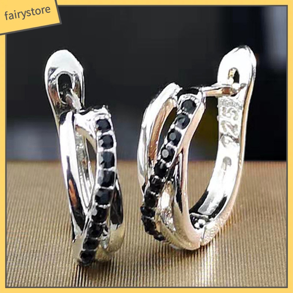 Bông Tai Hình Chữ Thập Đính Đá Thời Trang Dành Cho Nữ