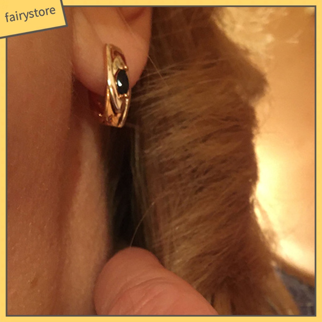 1 Đôi Bông Tai Hình Tròn Đính Đá Zirconia Màu Xanh Dương Thoải Mái Dành Cho Nữ