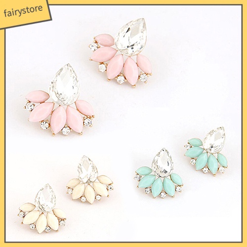 Đôi Bông Tai Hình Giọt Nước Đính Đá Thời Trang Cho Nữ