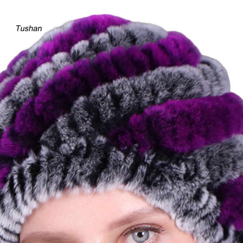 Mũ Beanie Lông Thỏ Nhân Tạo Mềm Mại Co Giãn Thoải Mái Thời Trang Thu Đông Cho Nữ