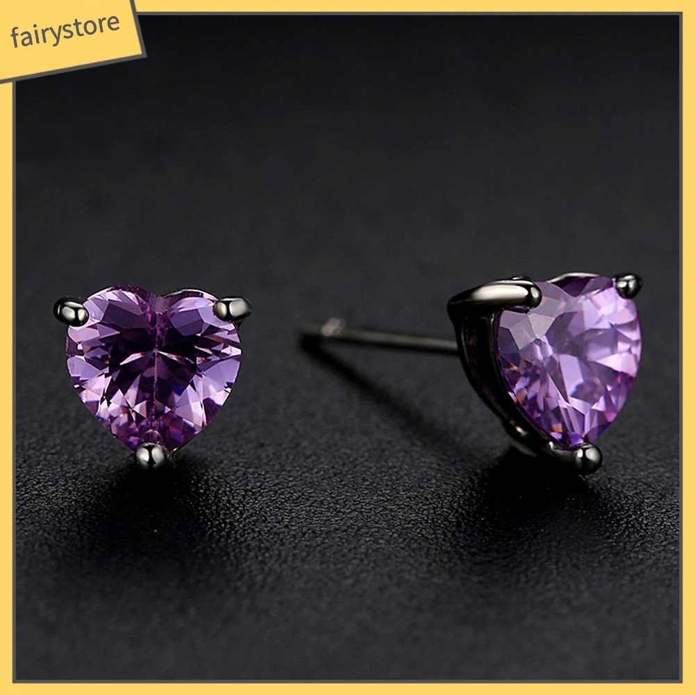 Khuyên Tai Hình Trái Tim Đính Đá Zircon Thời Trang Cho Nữ