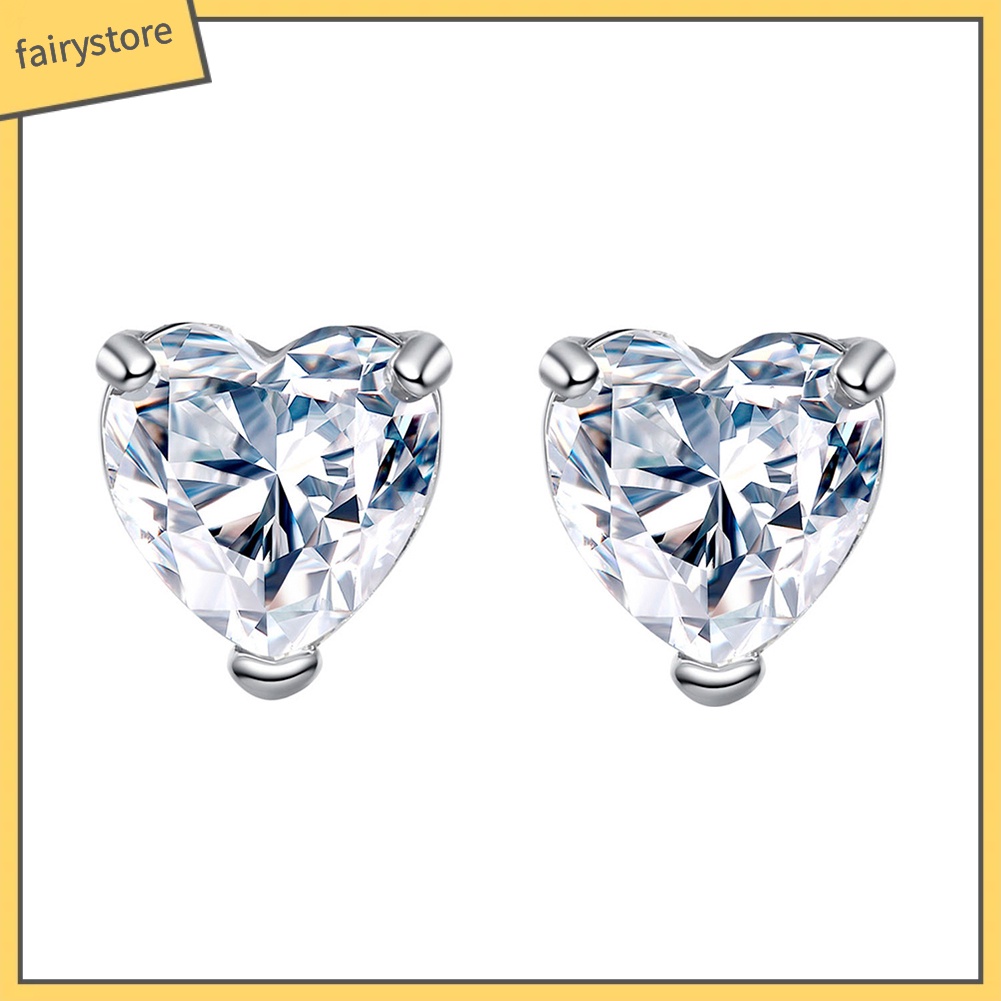 Khuyên Tai Hình Trái Tim Đính Đá Zircon Thời Trang Cho Nữ