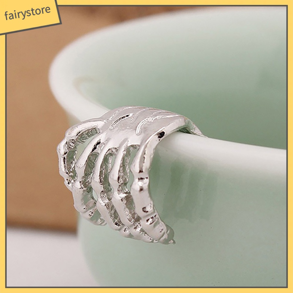 [FRO] 1 Khuyên Tai Kẹp Hình Bộ Xương Bàn Tay Thời Trang Punk