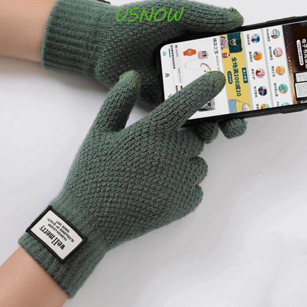 Găng Tay Lái Xe Năm Ngón Vải Jacquard Mềm Co Giãn Chống Trượt Màu Trơn Có Thể Chạm Màn Hình Cảm Ứng Cho Nam