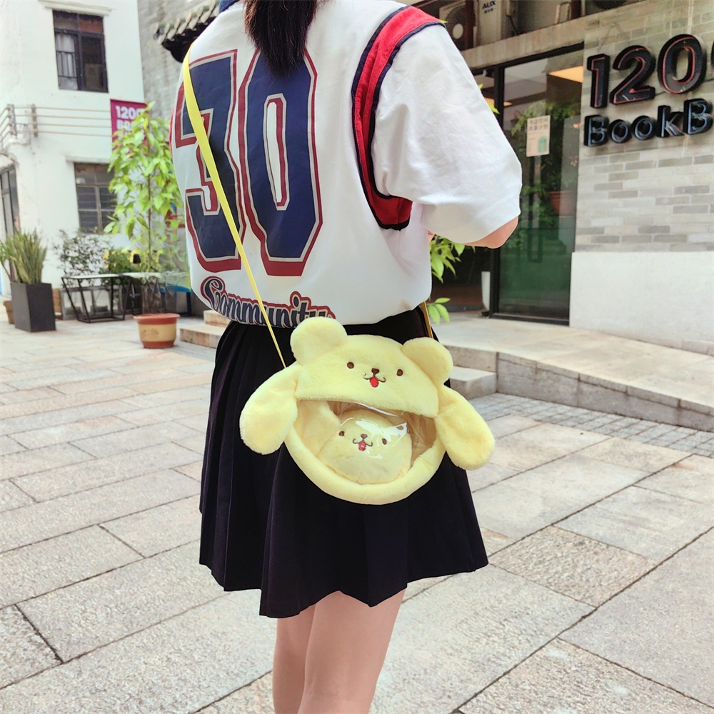 Sanrio Túi Đeo Chéo Hình Búp Bê Cinnamoroll Kuromi Nhồi Bông Mềm Mại Có Khóa Kéo Đựng Điện Thoại