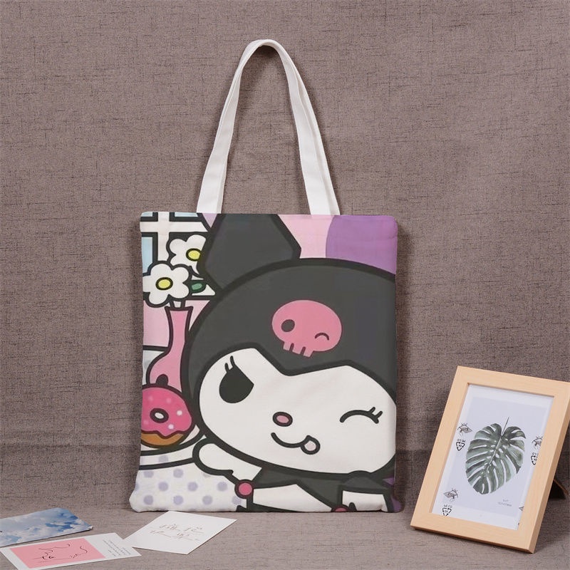 One Túi Xách Vải canvas Cỡ Lớn In Hình anime Kulomi Sanrio Đáng Yêu Cho Học Sinh