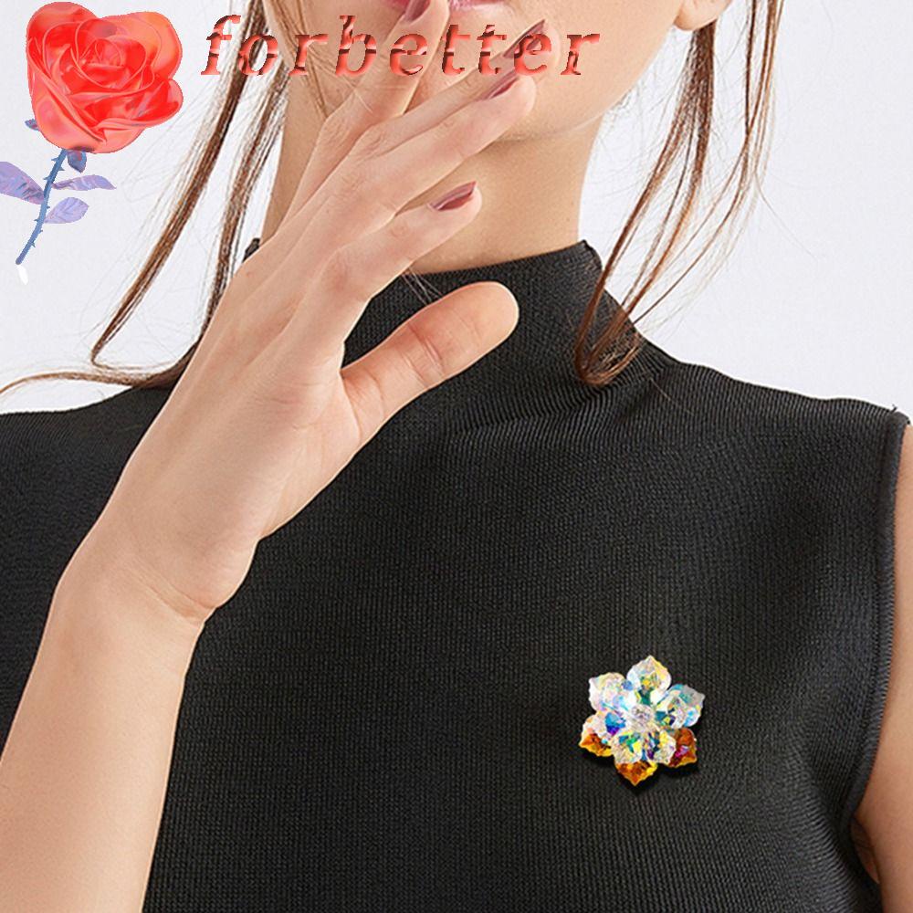 Ghim Cài Áo Hình Hoa Mặt Kính Lấp Lánh Nhiều Màu Sắc Dành Cho Nữ