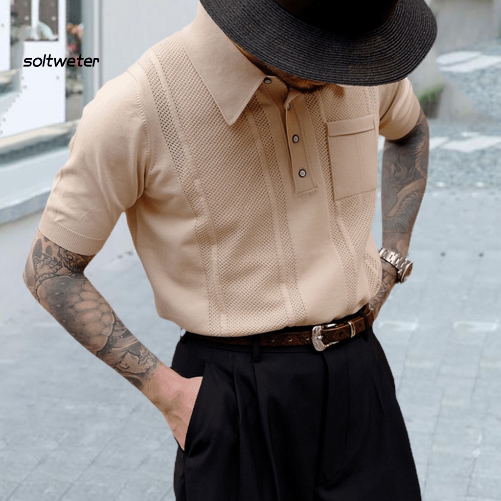 Áo Sơ Mi Tay Ngắn Cổ Bẻ Màu Trơn Thoải Mái Thời Trang Mùa Hè Cho Nam