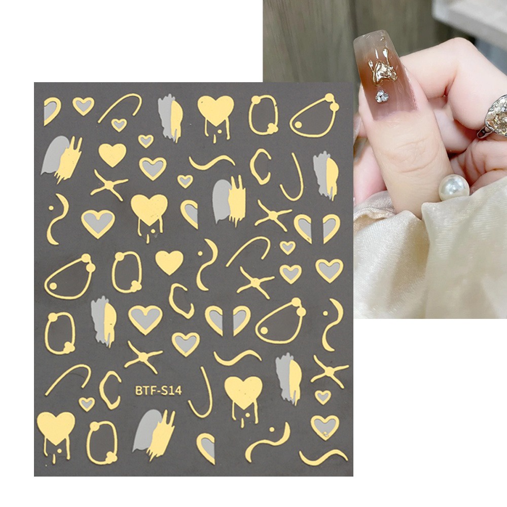 Annies sticker Dán Móng Hình Đôi Cánh Bằng Kim Loại Màu Vàng Thời Trang