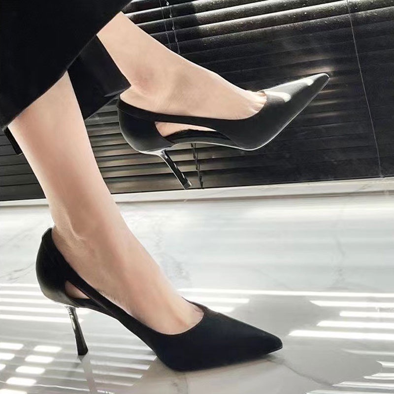 Giày cao gót YUNGUANG mũi nhọn đơn giản thời trang phong cách Pháp