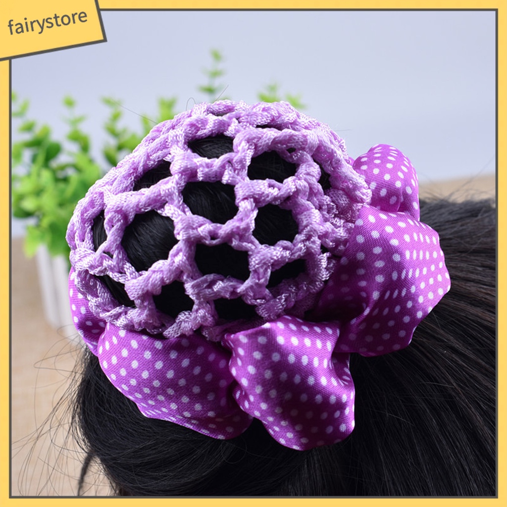 [FRO] Lưới Buộc Tóc Mềm Mại Co Giãn Cao In Họa Tiết Chấm Bi Màu Tương Phản Nhẹ Nhàng Dành Cho Nữ